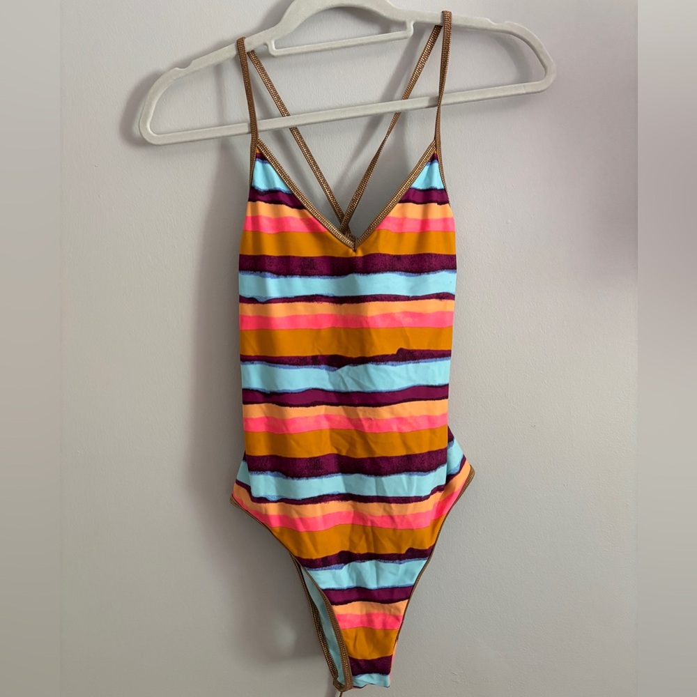 Aerie Pink and Orange One Piece Swimsuit